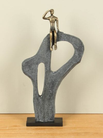 Figur für den Innenbereich – Bronzefarben – Polystone – Der Vorausschauer – 47x24x8 cm