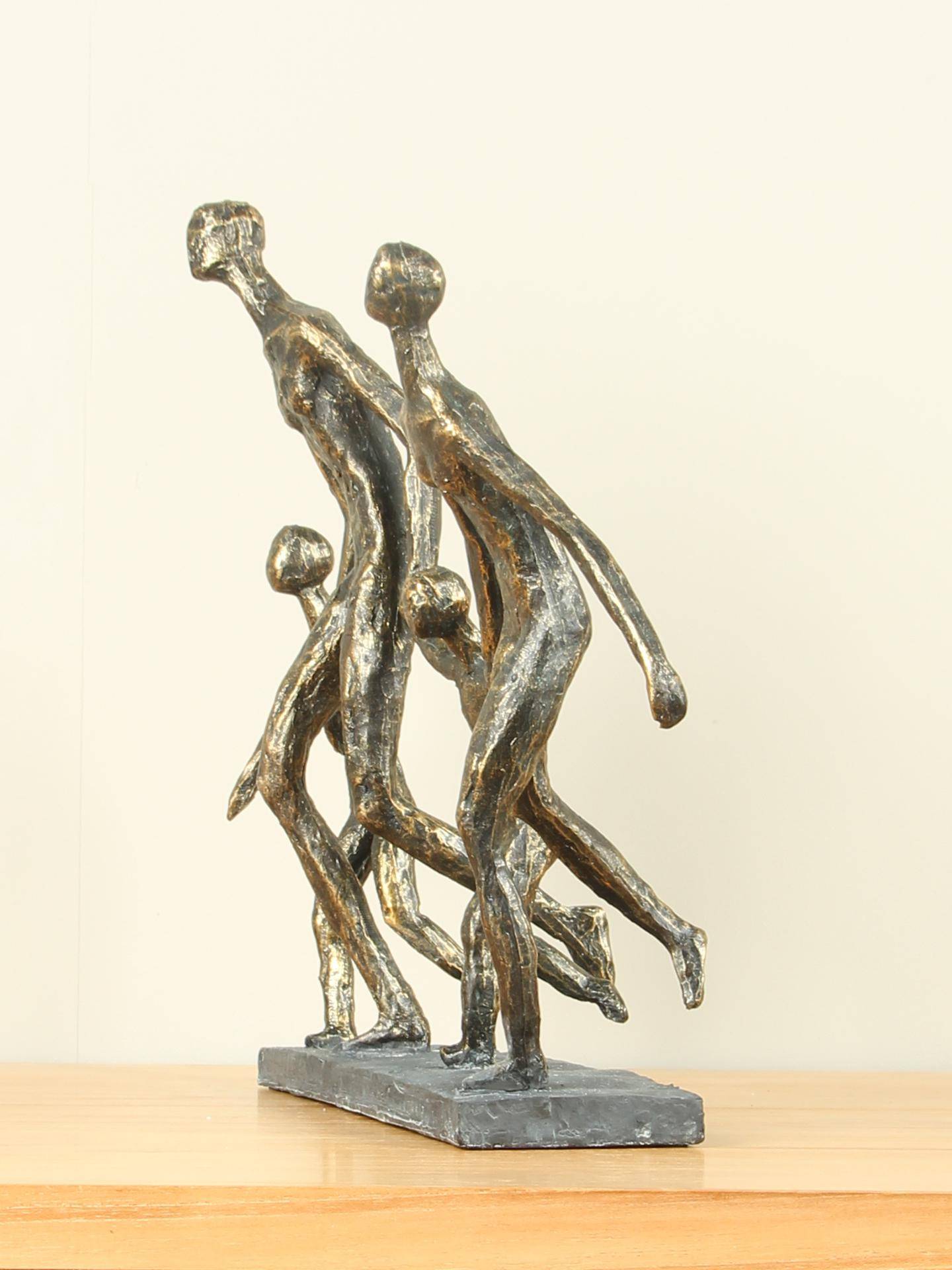 Figur für den Innenbereich - Bronzefarben - Polystone - Familie 2 Kinder - 32x35x10 cm – Bild 2