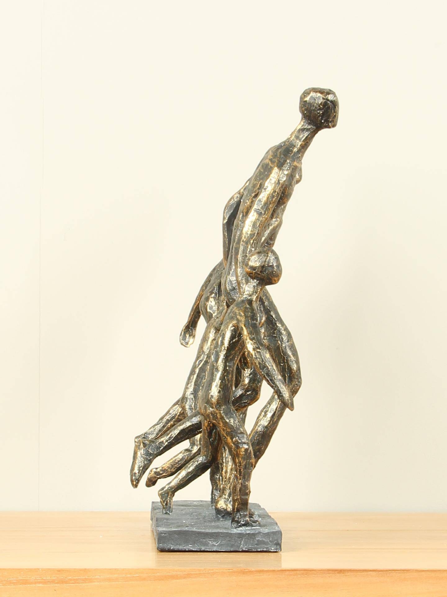 Figur für den Innenbereich - Bronzefarben - Polystone - Familie 2 Kinder - 32x35x10 cm – Bild 4