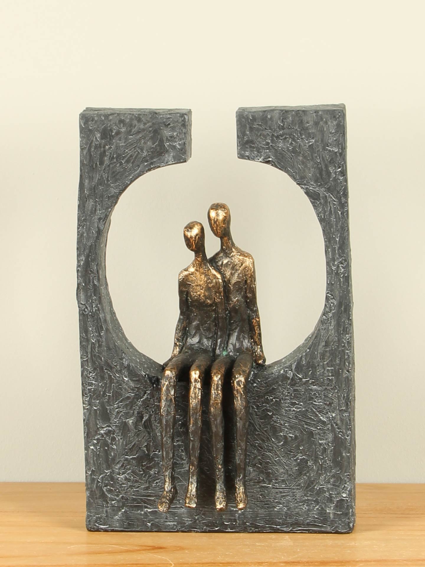 Figur für den Innenbereich - Bronzefarben - Polystone - Gemeinsam träumen - 27x17x8 cm