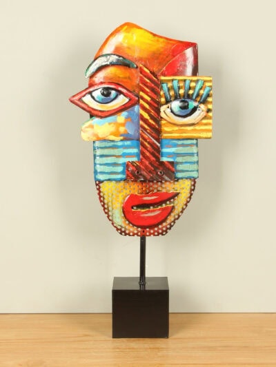 Figur für den Innenbereich – Multicolor – Metall – Maske bunt – 65x30x12 cm