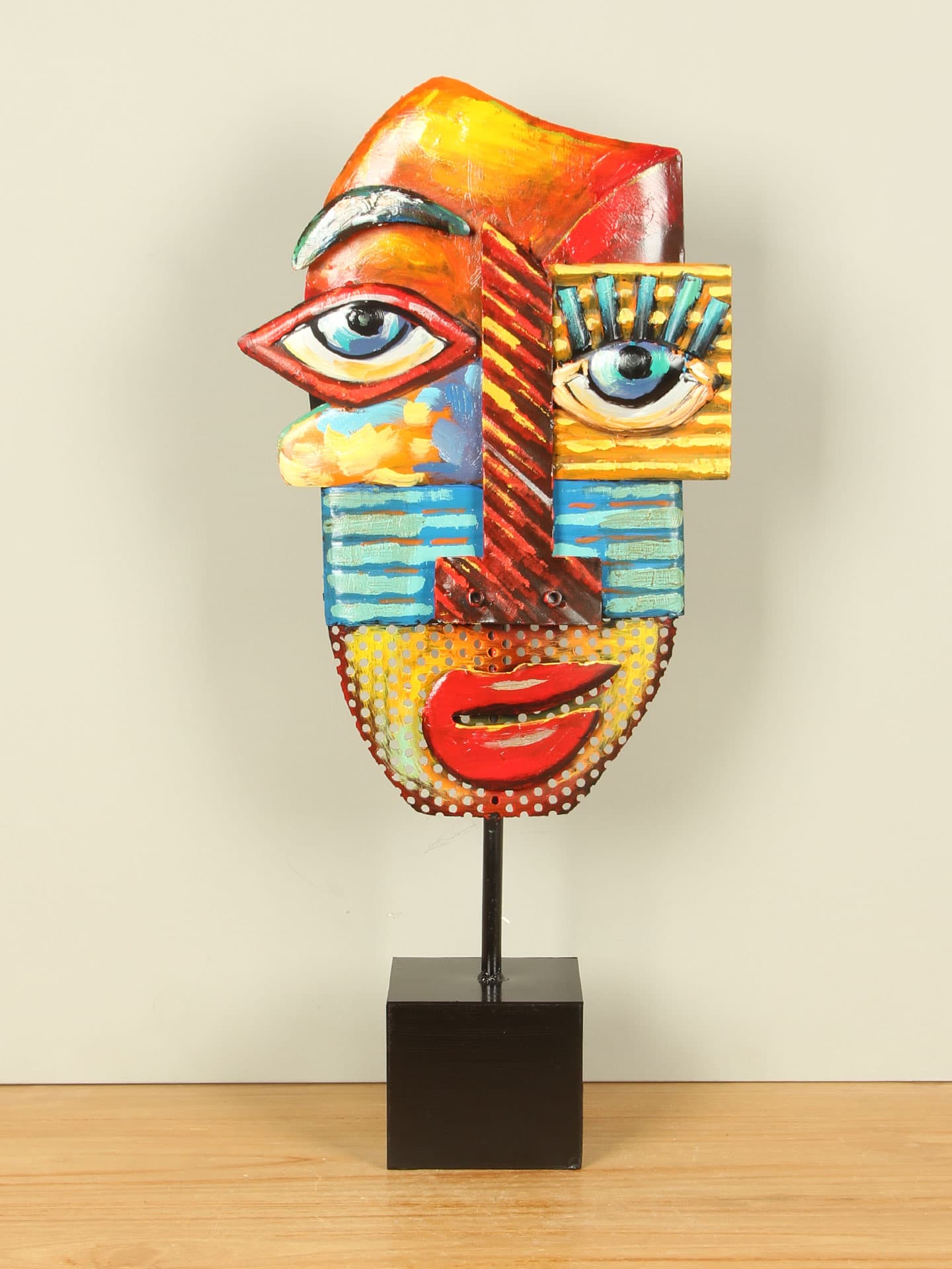 Figur für den Innenbereich - Multicolor - Metall - Maske bunt - 65x30x12 cm