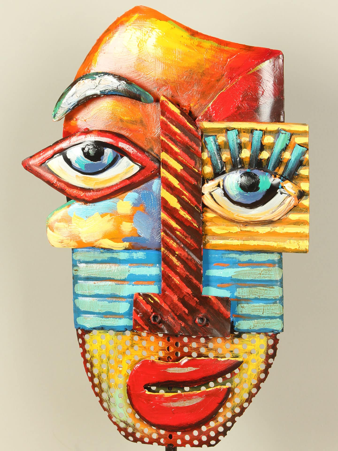 Figur für den Innenbereich - Multicolor - Metall - Maske bunt - 65x30x12 cm – Bild 5