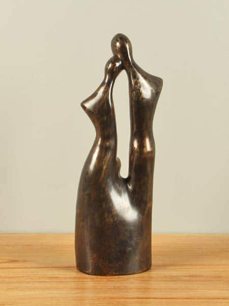 Skulptur für drinnen oder draußen - Bronze - Familie, 1 Kind - 37x13x9 cm – Bild 3