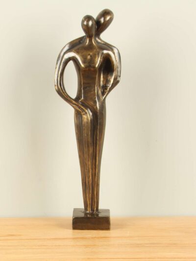 Skulptur für drinnen oder draußen – Bronze – Paar Zusammen Abstrakt – 46x15x10 cm