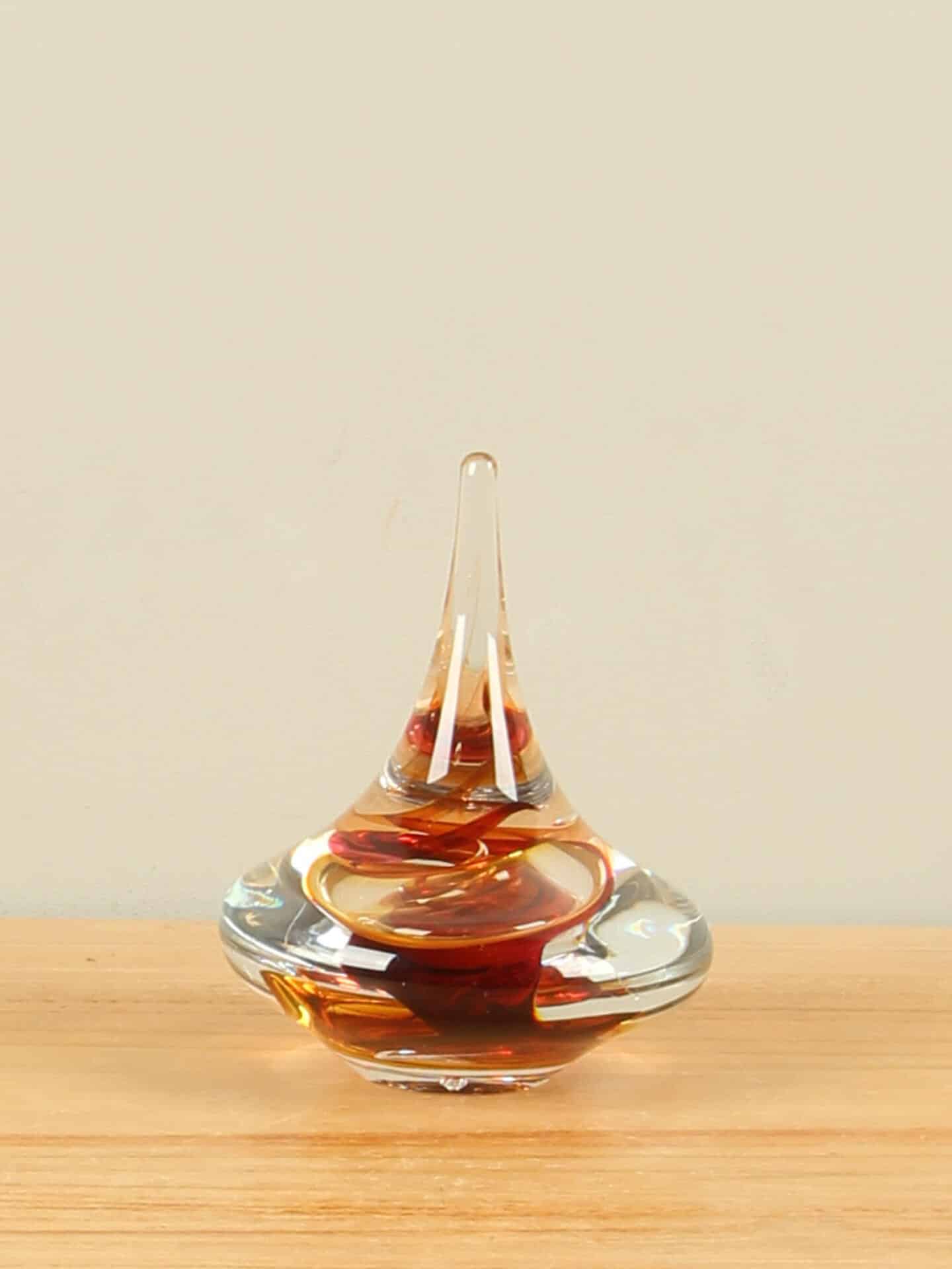 Tropfen - Rosa - Glas - Kreisel rosa/gelb 13 cm