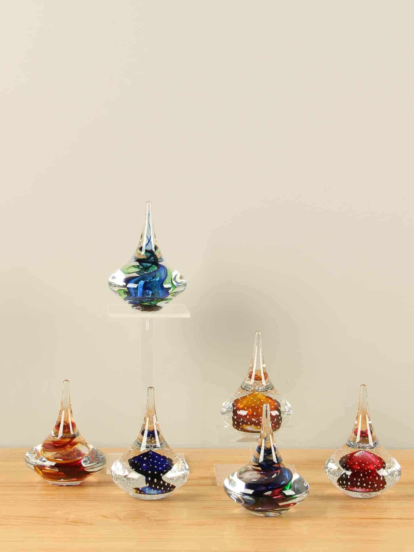 Tropfen - Rosa - Glas - Kreisel rosa/gelb 13 cm – Bild 2