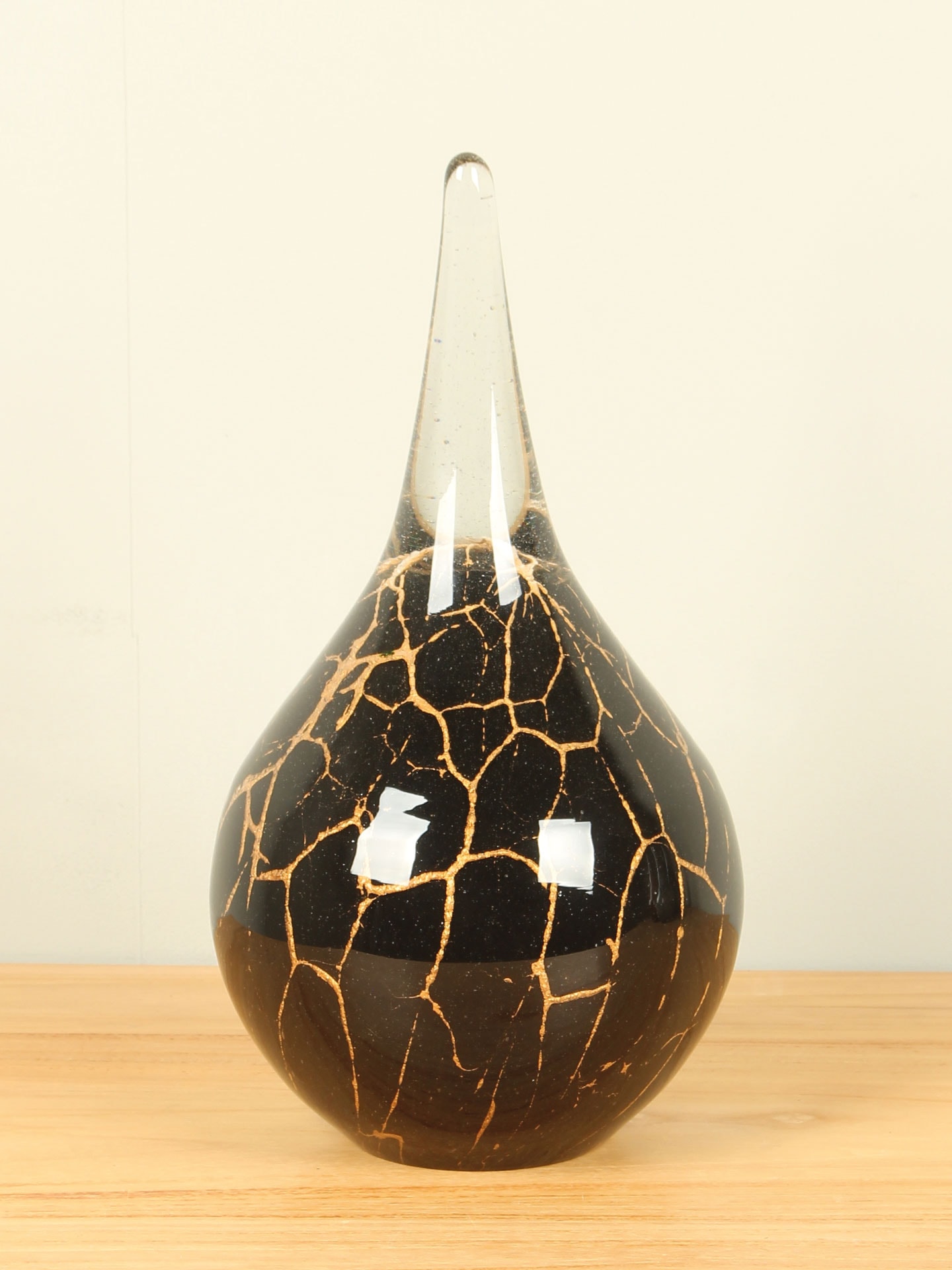Tropfen - Schwarz - Glas - Urne Tropfen schwarz/Blattgold, 30 cm