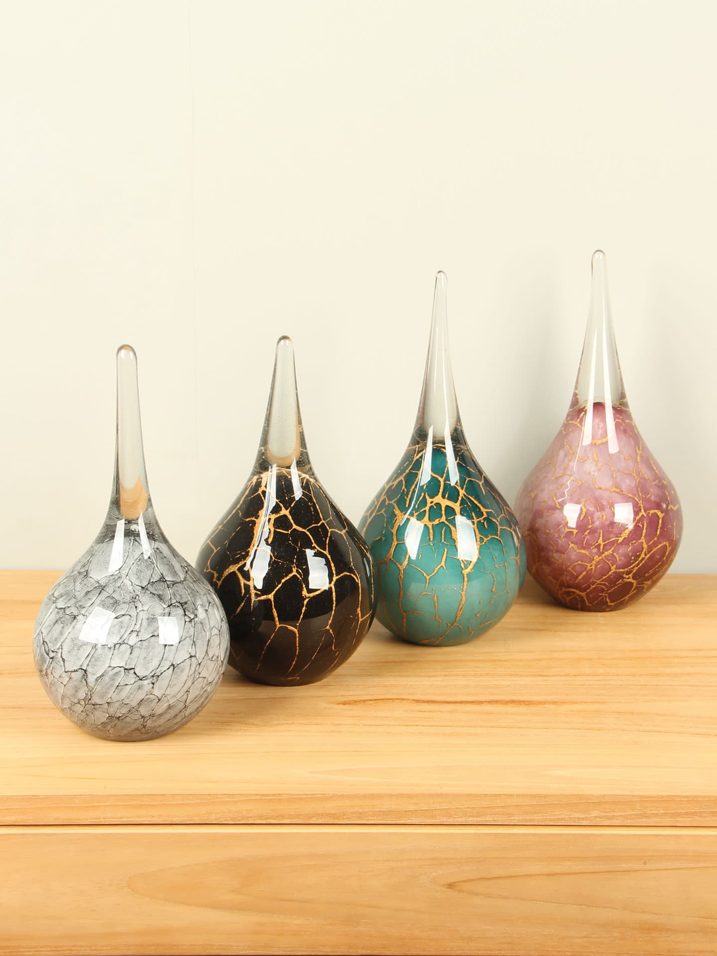 Tropfen - Schwarz - Glas - Urne Tropfen schwarz/Blattgold, 30 cm – Bild 3