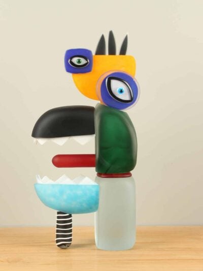 Exklusive Glaskunst – Multicolor – Glas – Skulptur Seawolf Nr. 2, 53 cm – 53x29x15 cm