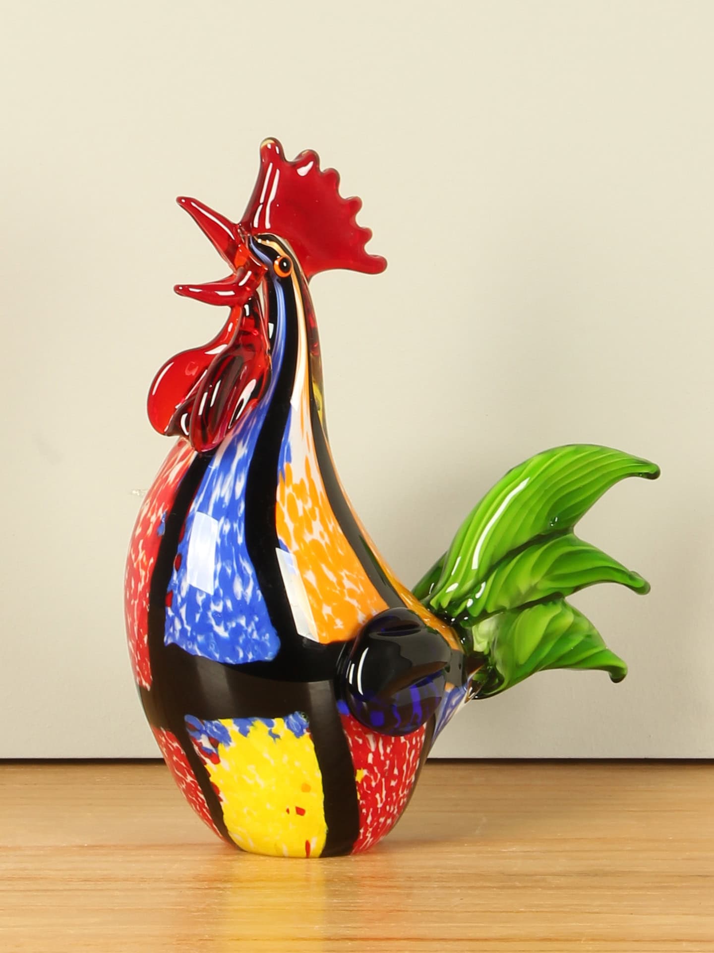 Glaskunst - Multicolor - Glas - Dekoration farbiger Hahn, 28 cm - 28x25x14 cm – Bild 2