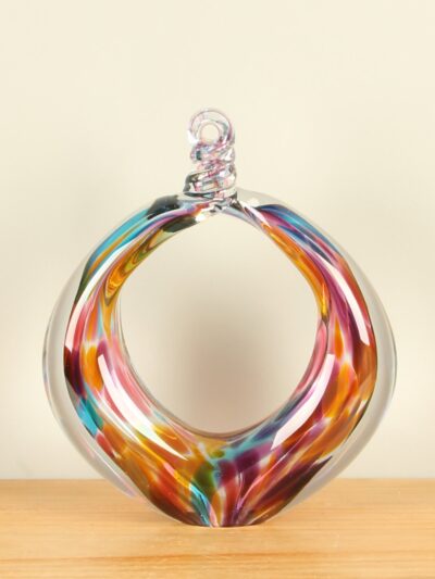 Multicolor – Glas – Ring mit Knoten gelb/blau, 28 cm – 28x23x8 cm