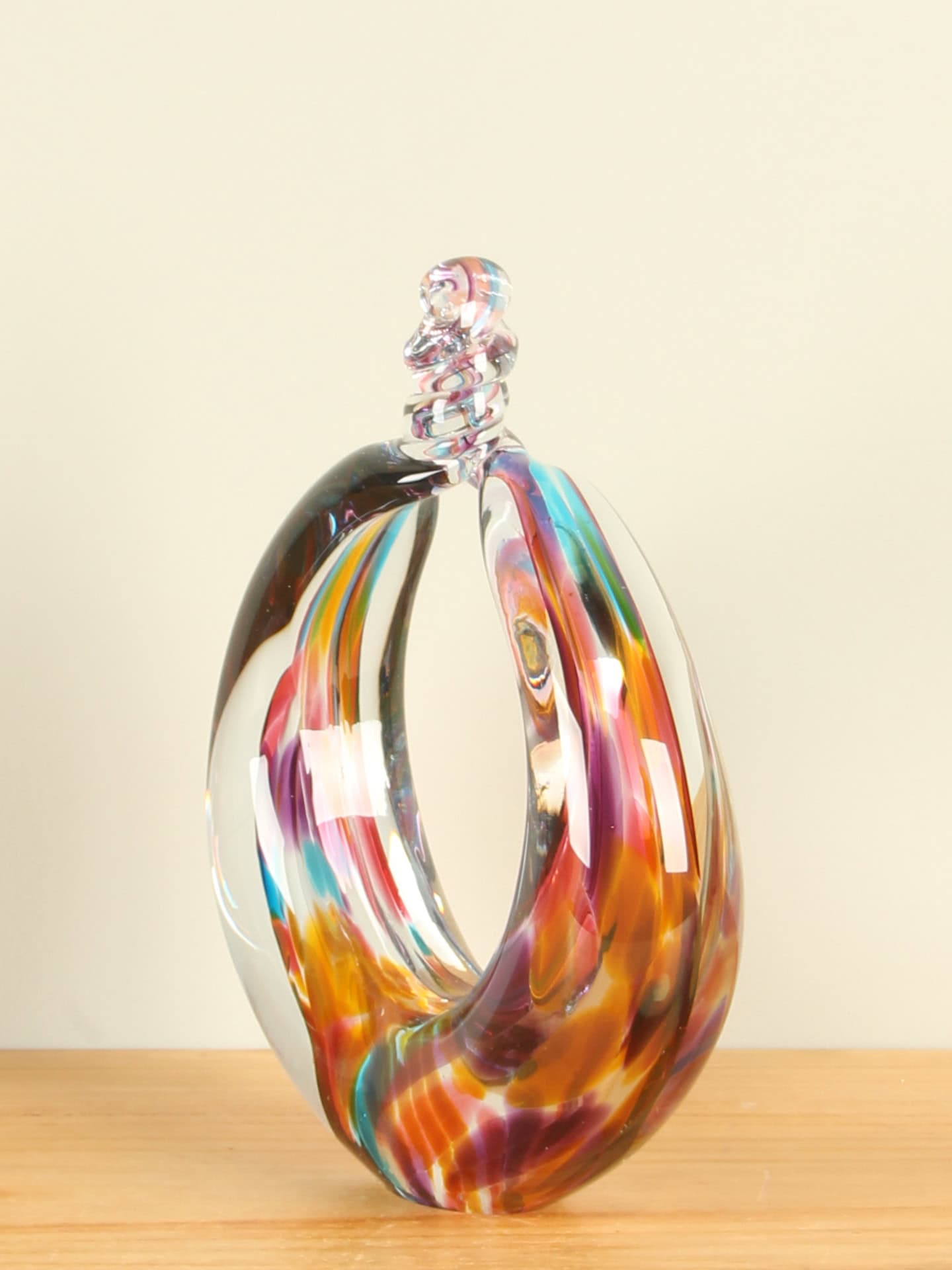 Multicolor - Glas - Ring mit Knoten gelb/blau, 28 cm - 28x23x8 cm – Bild 2