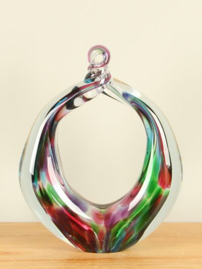 Multicolor – Glas – Ring mit Knoten grün/lila/blau, 28 cm – 28x23x8 cm