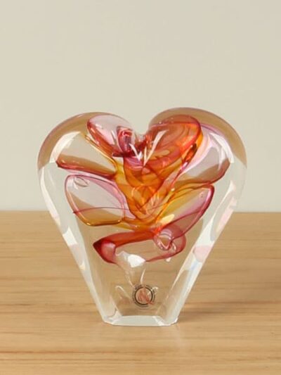Rot – Glas – Herz rot/braun klein – 13x12x3 cm