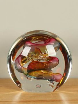 Rosa - Glas - Scheibe farbig, 15 cm - 15x15x6 cm