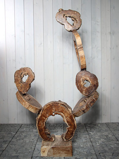 Holzdekoration – Braun – Teakholz – Scheiben aneinander LU-7 – 137x85x34 cm