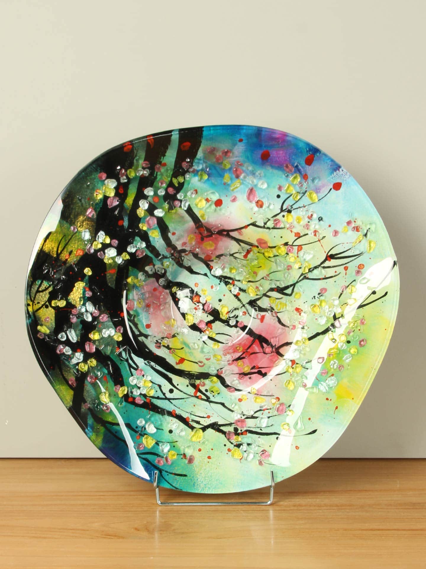 Schale - Multicolor - Glas - Blüte Ø48