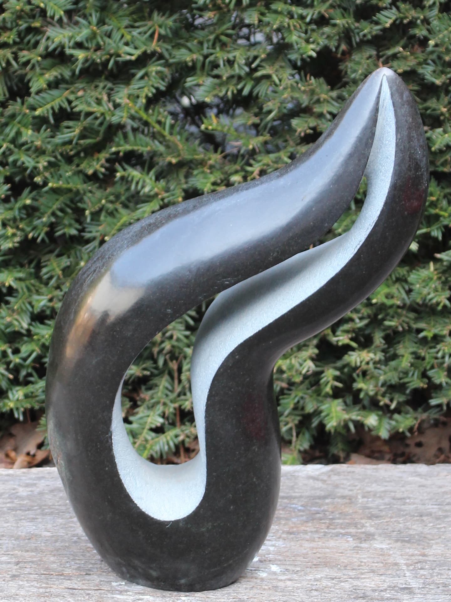 Gartenfigur - Springsteen - Schwarz - Naturstein - Abstrakt Vogel - 46x33x16 cm – Bild 3
