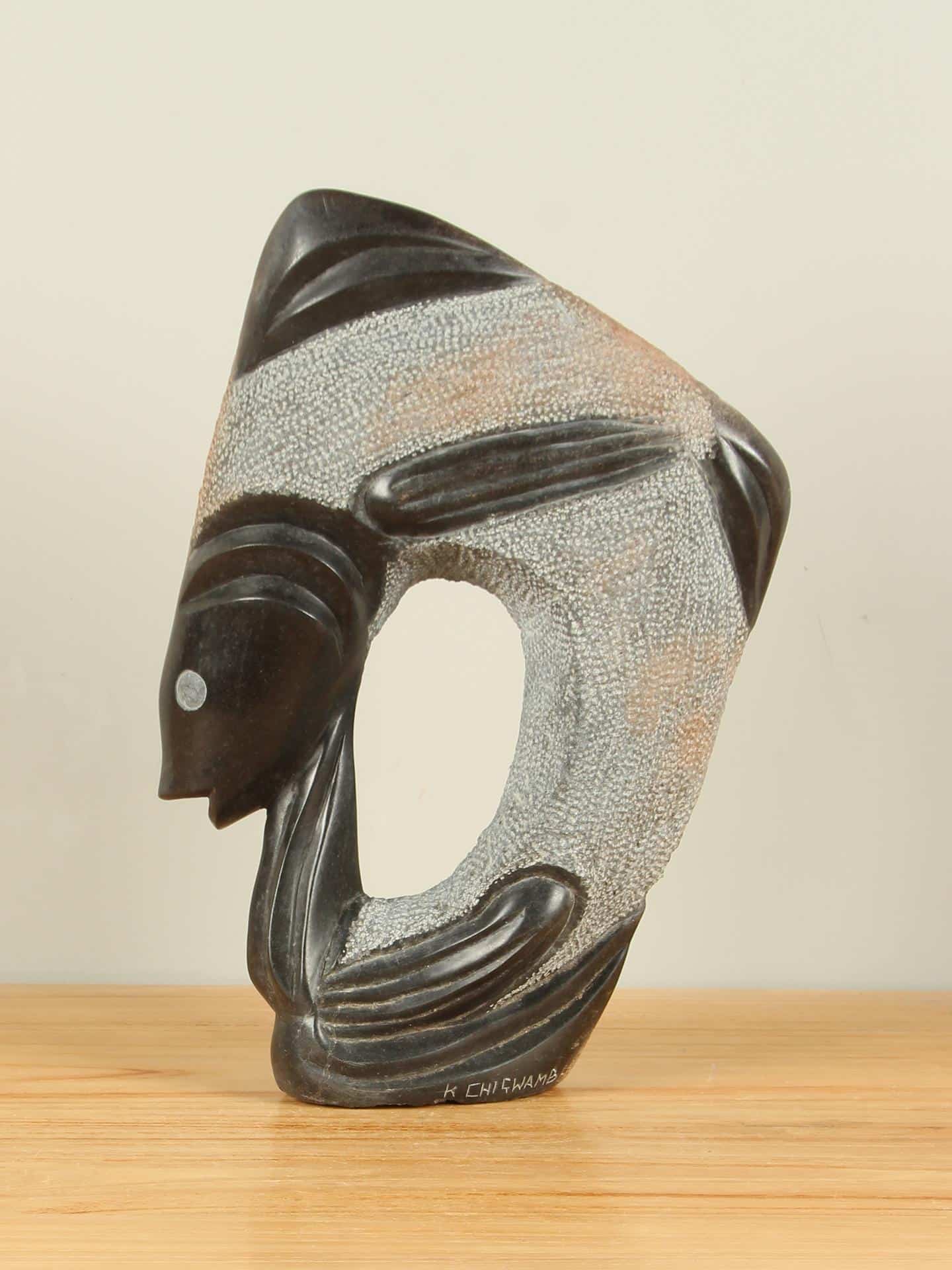 Gartenfigur - Springsteen - Schwarz - Naturstein - Fisch Nr. 2 - 35x25x9 cm – Bild 2