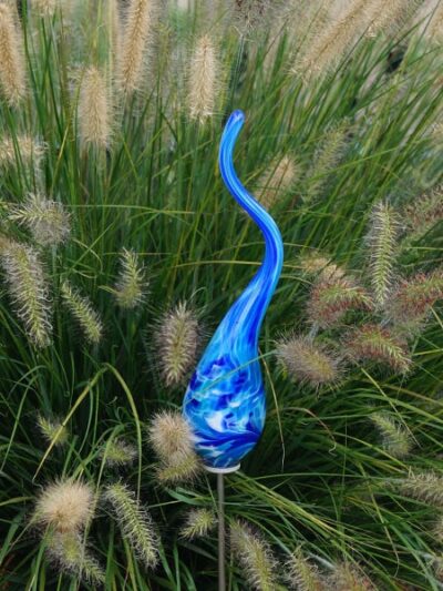 Gartenstecker – Blau – Glas – Mini-Flamme XS azurblau 105 M