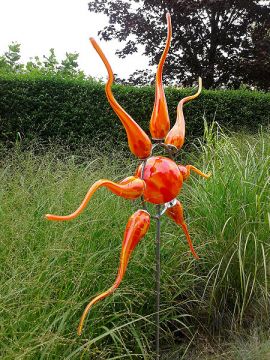 Gartenstecker – Orange – Glas – Sonne, Durchmesser 120 cm