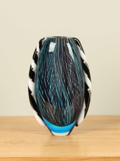 Vase – Blau – Glas – Blau/Schwarz – 22x15x8 cm