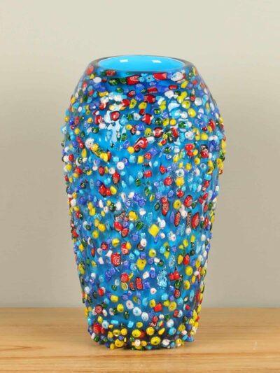 Vase – Blau – Glas – Bunte Vase mit Relief