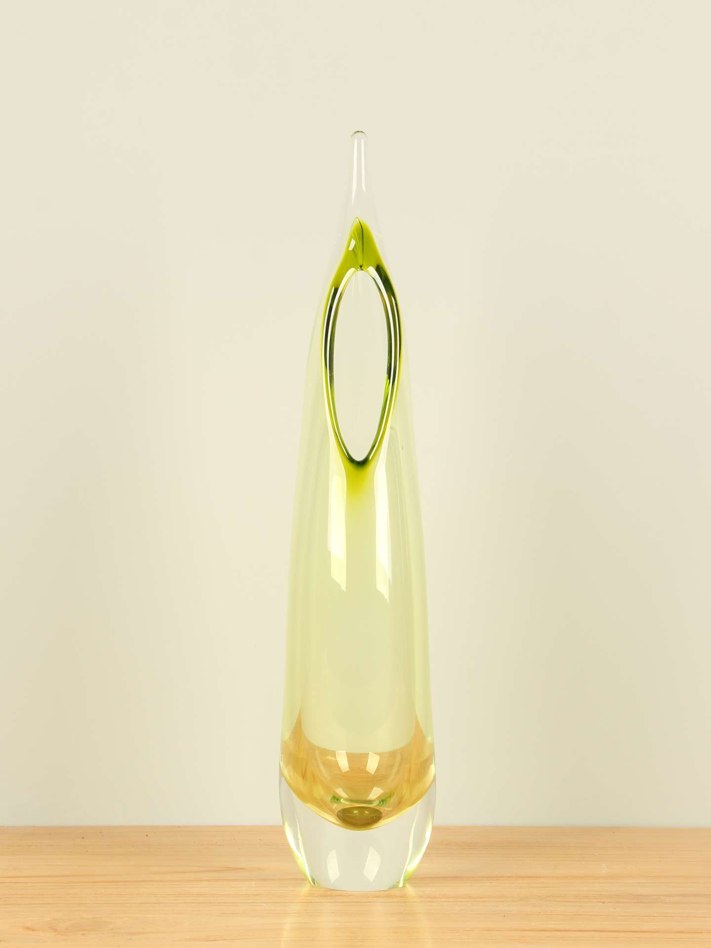 Vase - Gelb - Glas - Feather oliv
