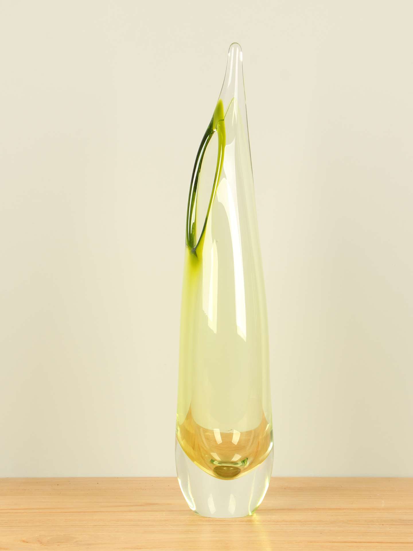 Vase - Gelb - Glas - Feather oliv – Bild 2