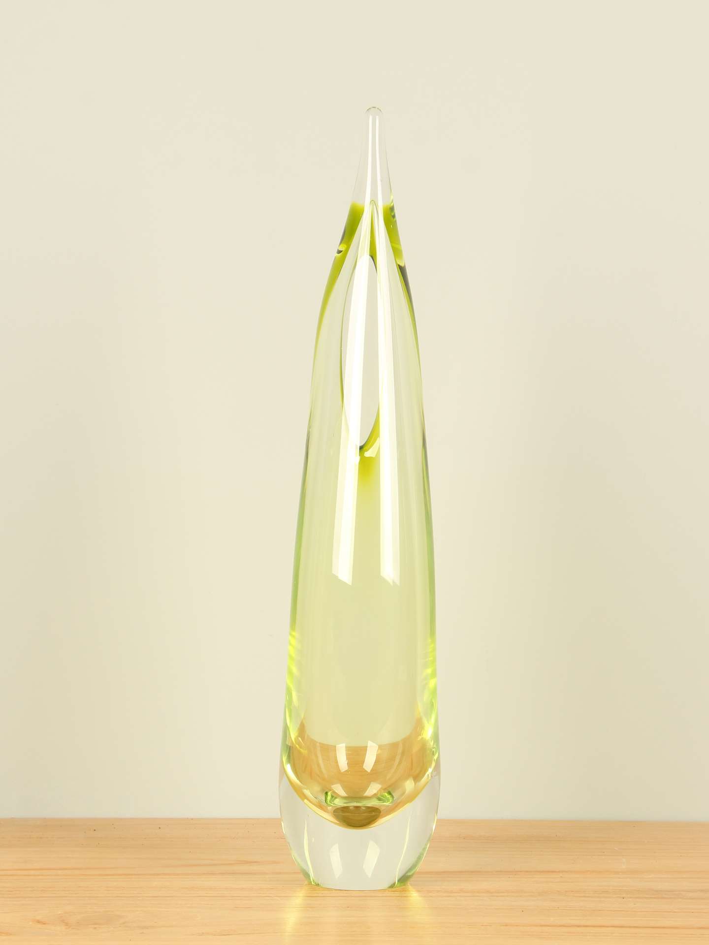 Vase - Gelb - Glas - Feather oliv – Bild 3