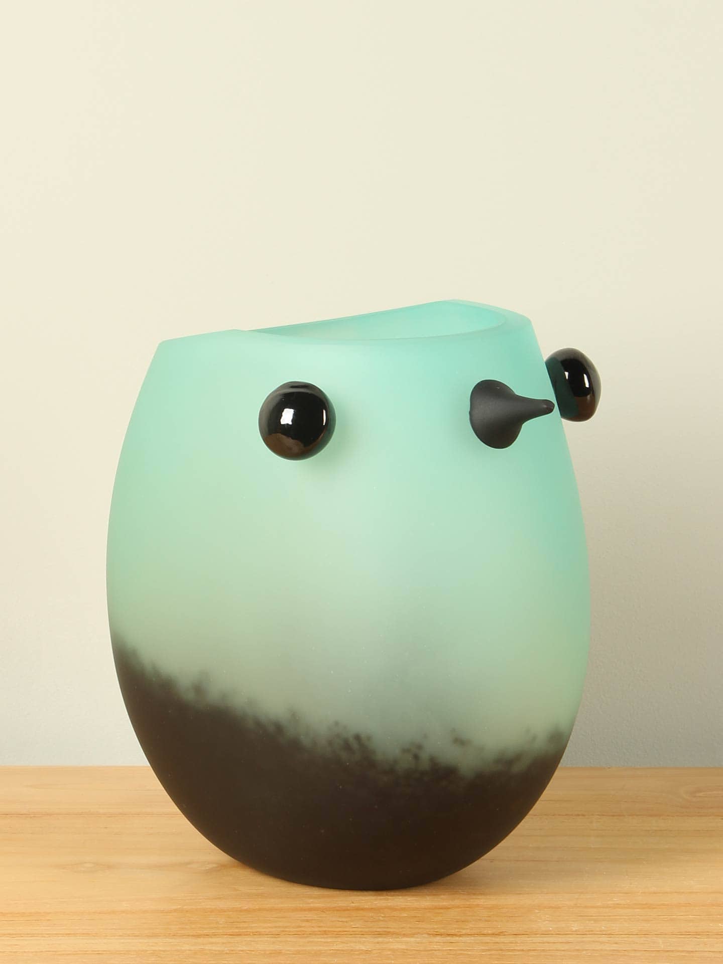 Vaas, Glaskunst - Blau - Glas - Vogel - 22x23x14 cm