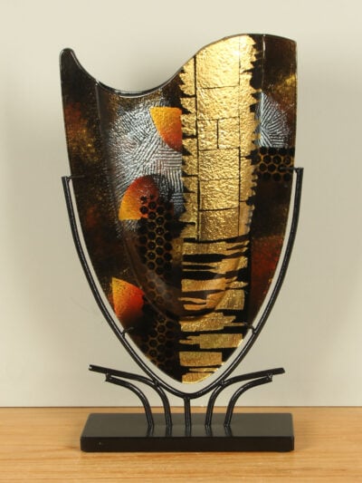 Vase – Gold – Glas – auf Ständer – 50x28x10 cm