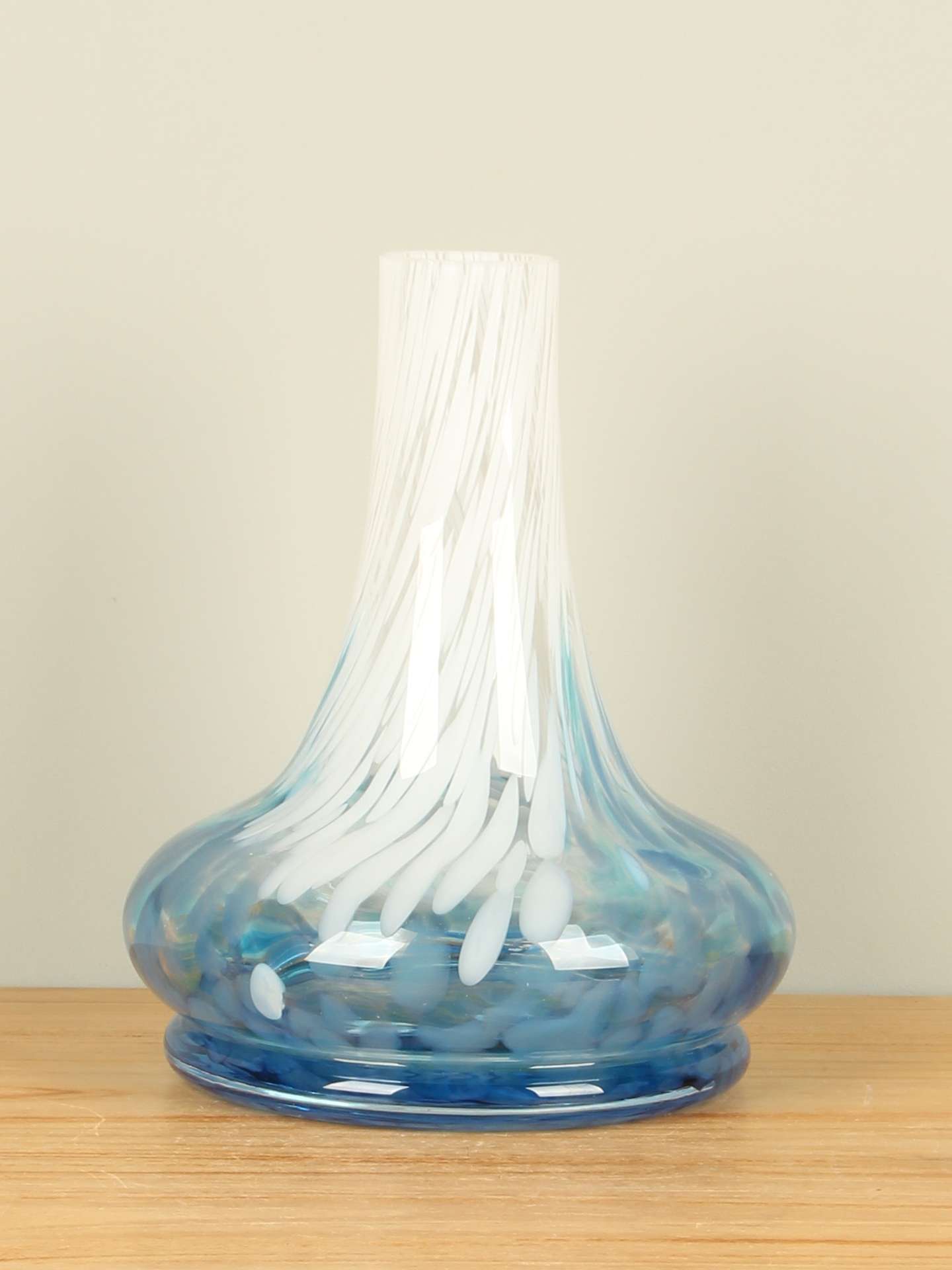 Vase - Hellblau - Glas - Flaschenvase Hellblau/Weiß