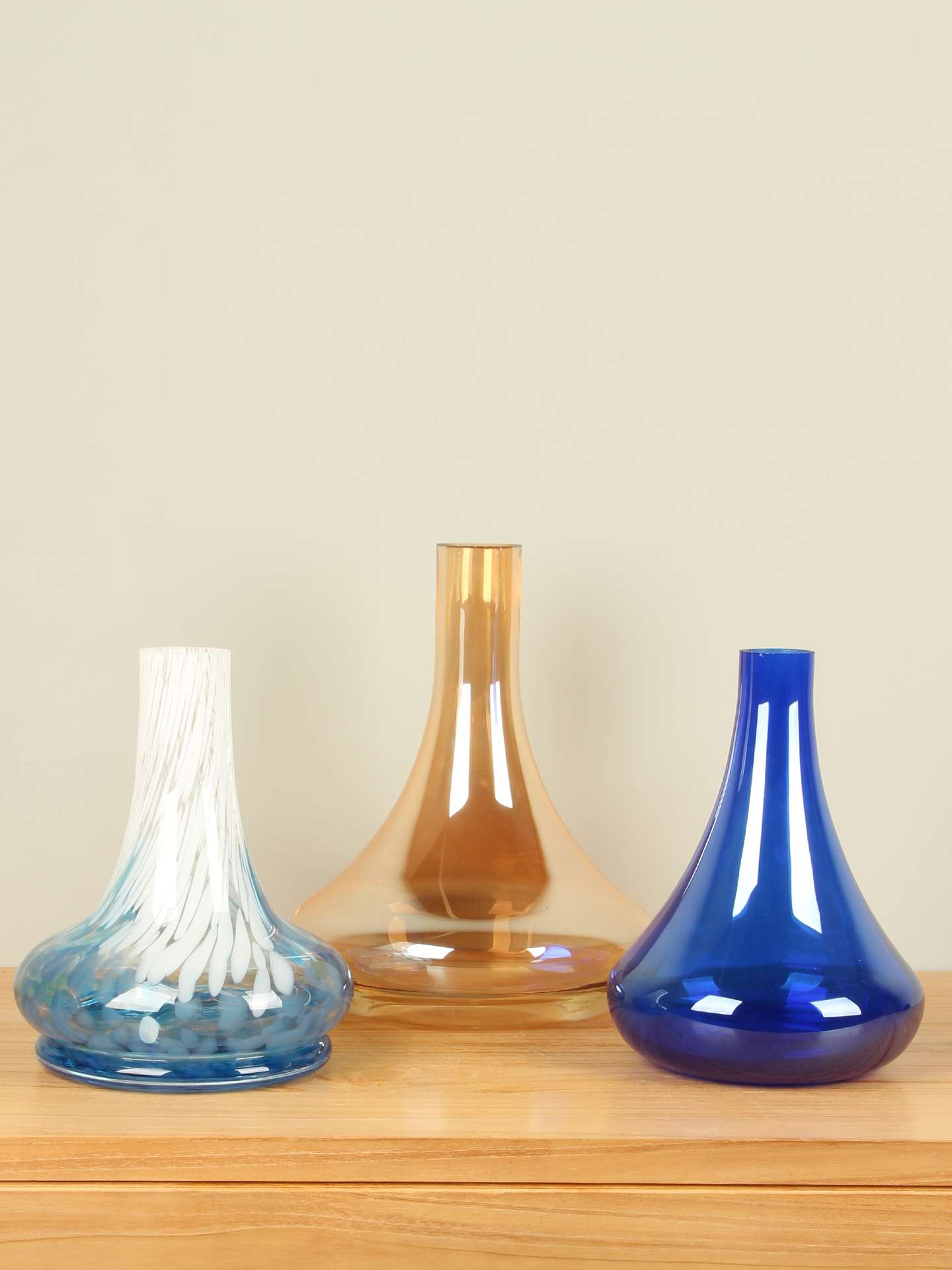 Vase - Hellblau - Glas - Flaschenvase Hellblau/Weiß – Bild 3