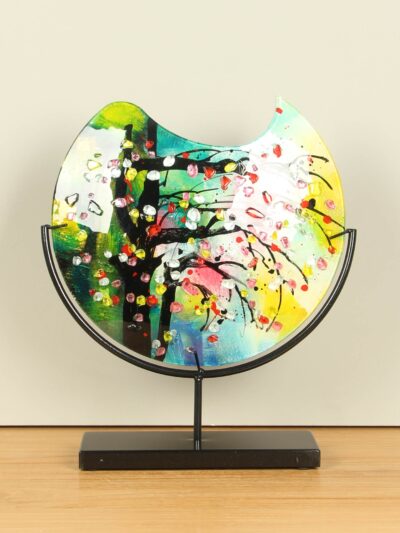 Vase – Multicolor – Glas – Blüte auf Ständer – 37x31x10 cm