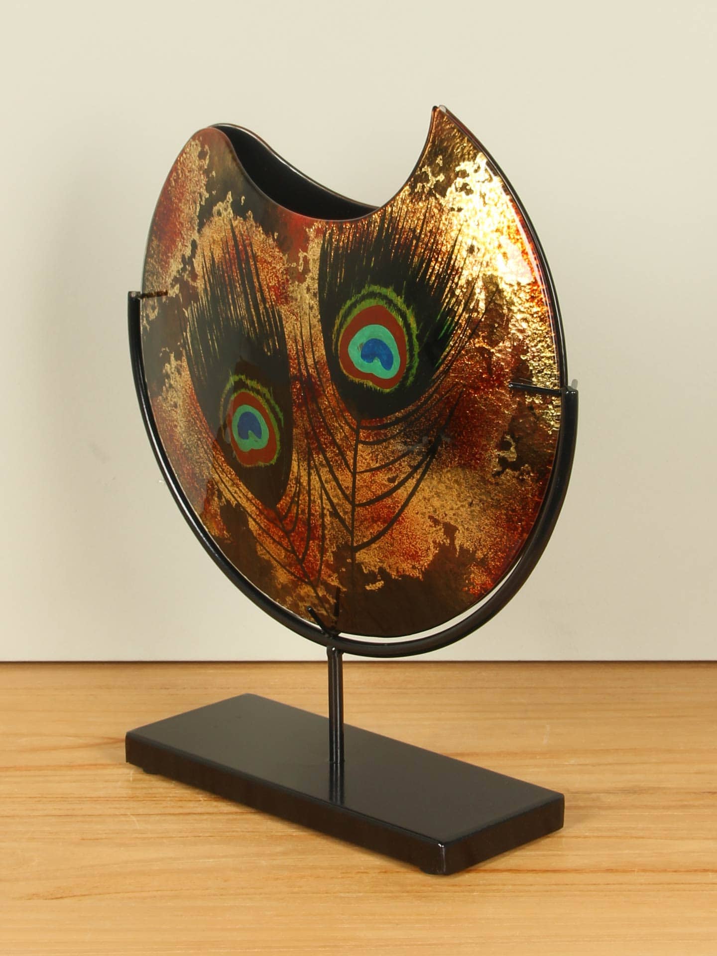 Vase - Multicolor - Glas - Pfau auf Ständer - 37x31x10 cm – Bild 2