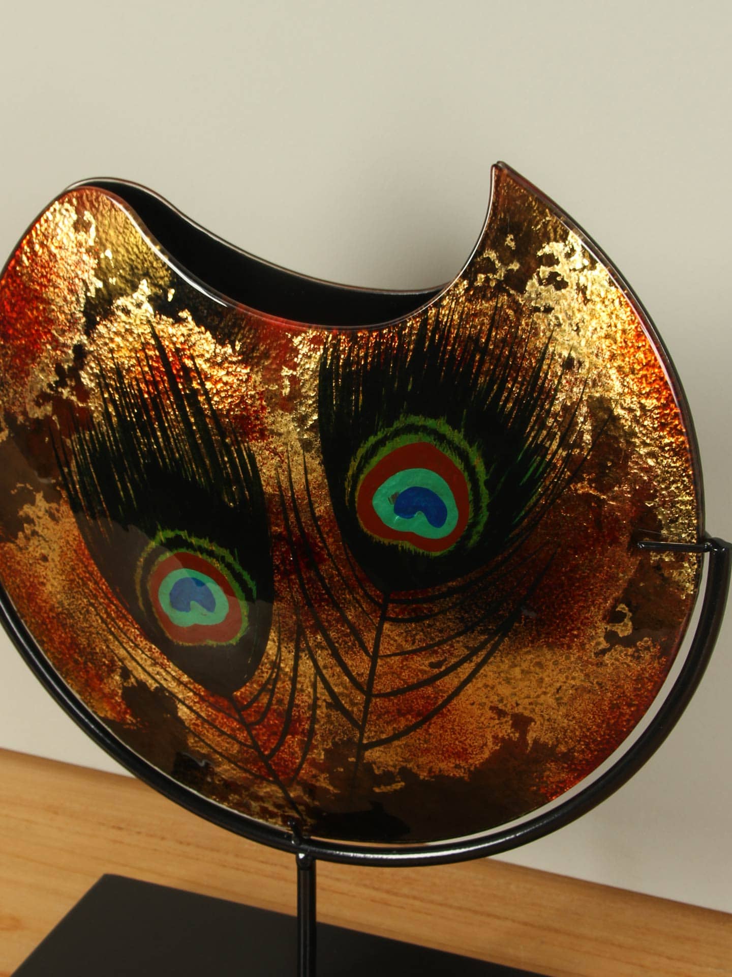 Vase - Multicolor - Glas - Pfau auf Ständer - 37x31x10 cm – Bild 4