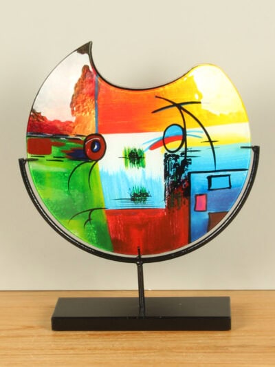 Vase – Multicolor – Glas – Primärfarben auf Ständer – 38x31x9 cm