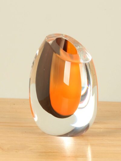 Vase – Orange – Glas – Oval orange/schwarz – 11x12x6 cm