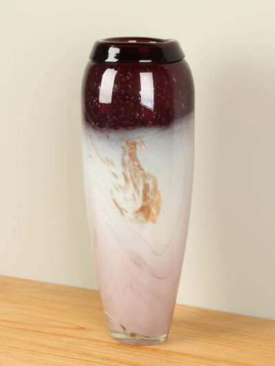 Vase – Violett – Glas – mauve/weiß