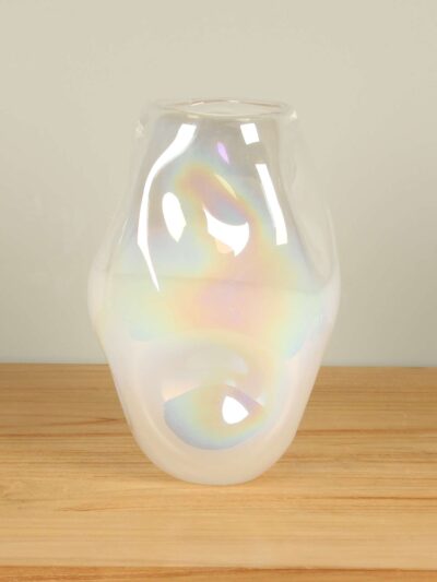 Vase – Weiß – Glas – Perlmutt 28 cm