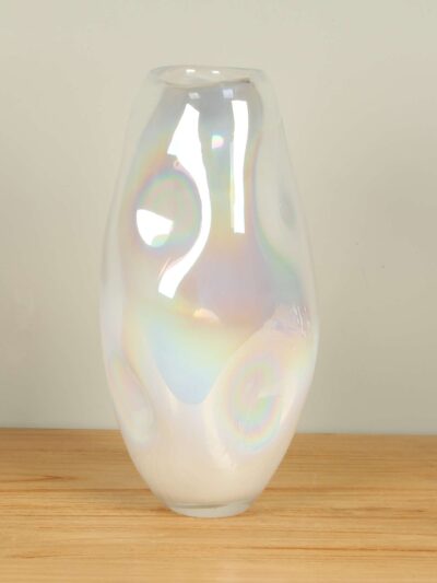 Vase – Weiß – Glas – Perlmutt 38 cm
