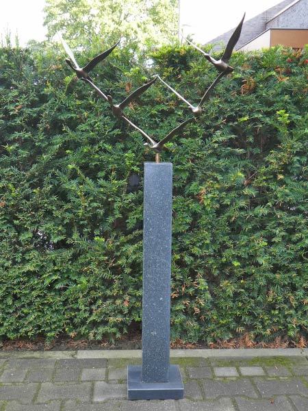 Skulptur für drinnen oder draußen - Bronze - 5 Schwäne - 60x69x28 cm – Bild 3