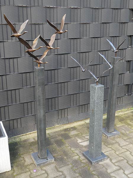 Skulptur für drinnen oder draußen - Bronze - 5 Schwäne - 60x69x28 cm – Bild 5