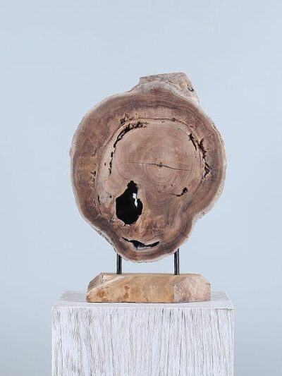 Holzdekoration auf Ständer – Hellbraun – Teakholz – Dekoration auf Ständer JT/HP-88 – 47x31x15 cm