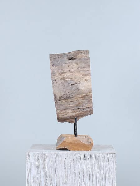 Holzdekoration auf Ständer - Hellbraun - Teakholz - Dekoration auf Ständer JT/HP-91 - 39x35x16 cm – Bild 2