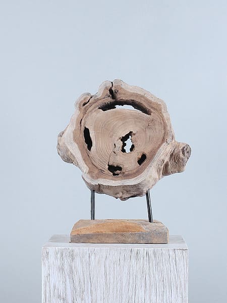 Holzdekoration auf Ständer - Hellbraun - Teakholz - Dekoration auf Ständer JT/HP-91 - 39x35x16 cm – Bild 3