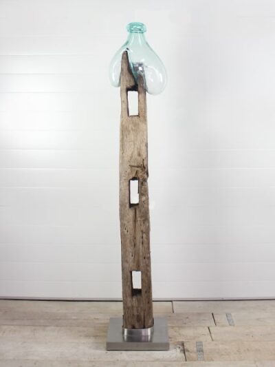 Holzskulptur – Braun – Teakholz – Holzskulptur 67 GJ – 173x30x17 cm