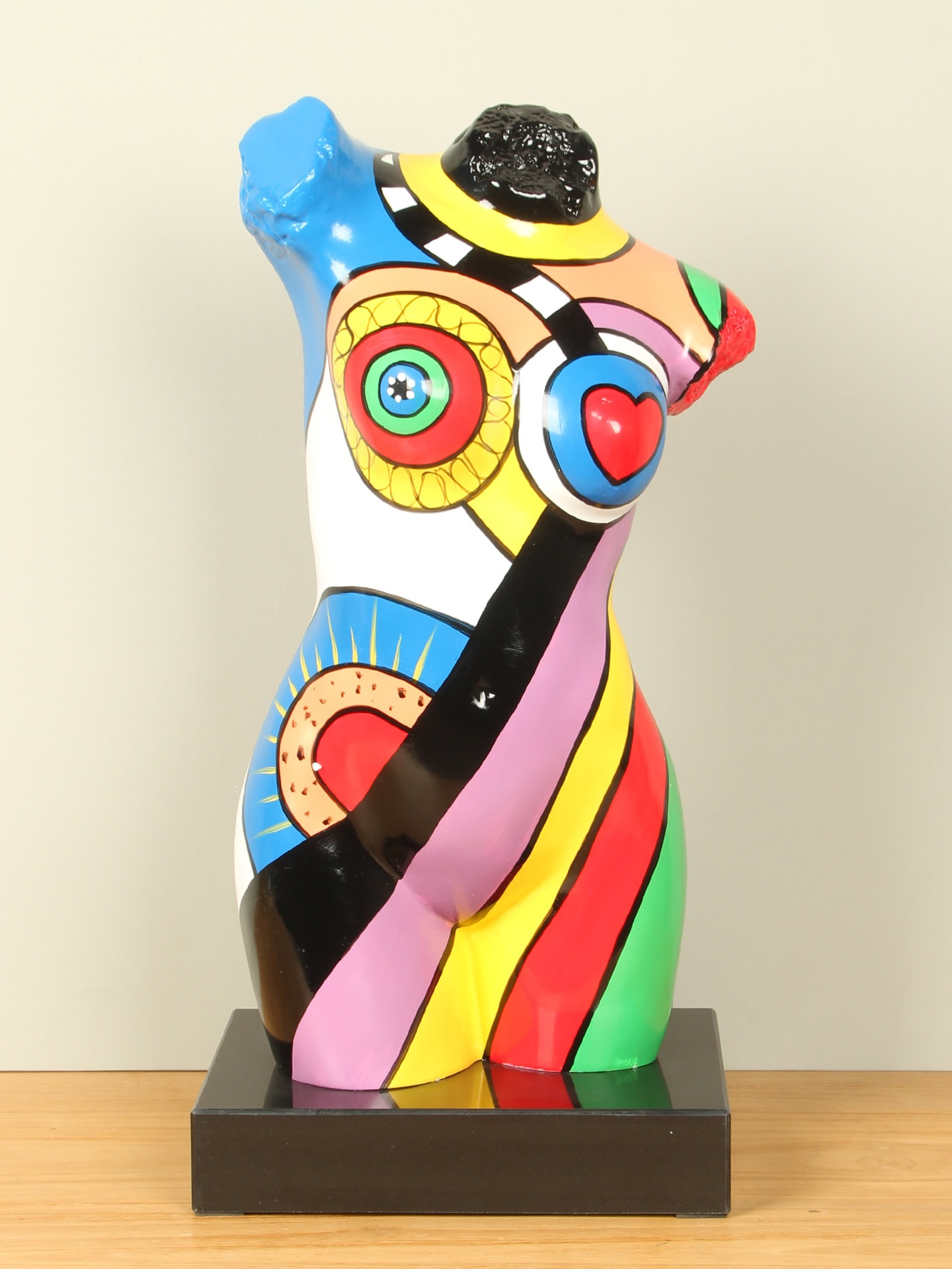 Figur für den Innenbereich - Multicolor - Kunstharz - Torso auf Marmorsockel - 53x26x17 cm